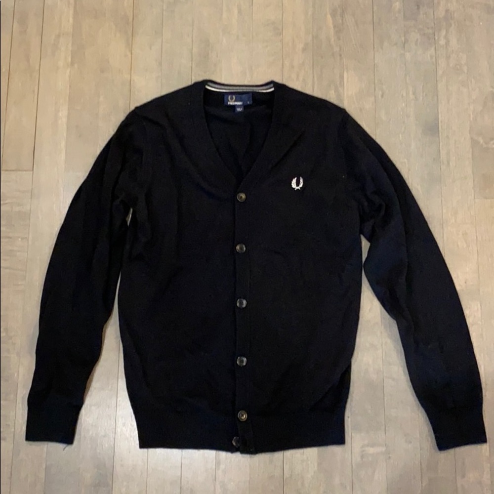 Fred Perry Men’s Small Black Button-Up Cardigan